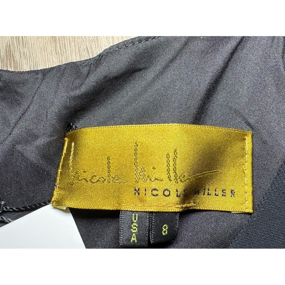 Nicole Miller NWT $385 Rouched Black Crepe Stretch Dress Midi Cocktail Size 8 - Picture 7 of 9